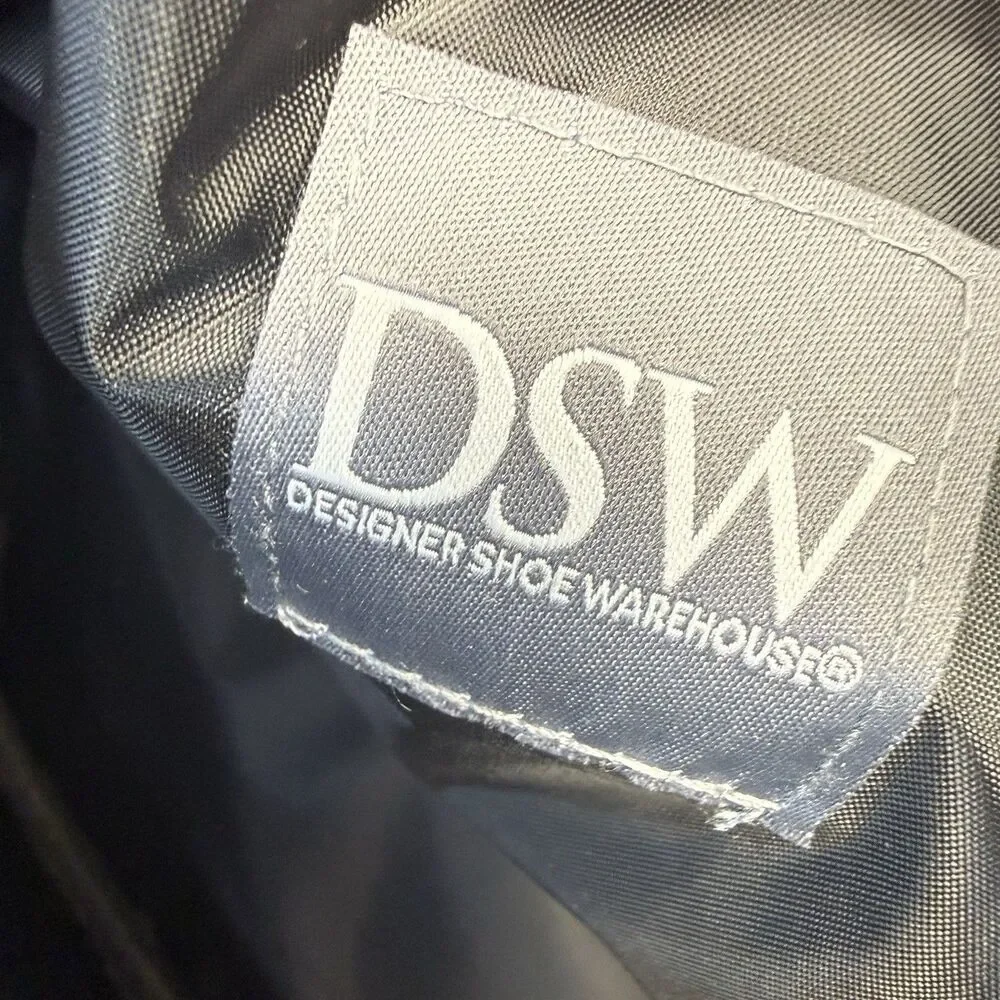 DSW Large Tote Bag Felt Travel Weekender Canvas Bottom Zip Pockets EUC